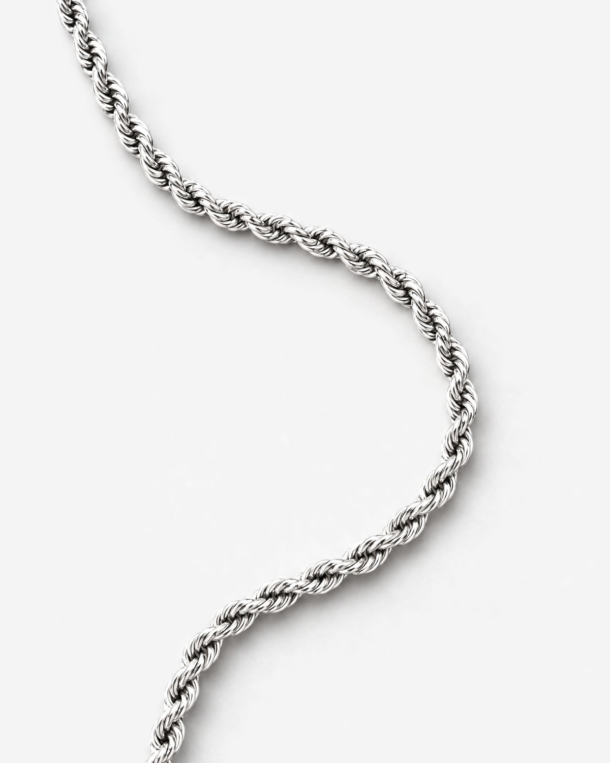 Rope Chain 5mm (Silver) laid flat, close up