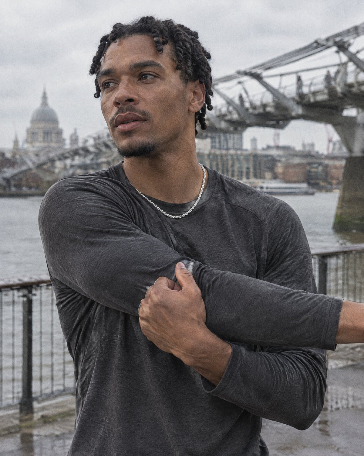 Man wearing the Rope Chain 3mm (Silver)