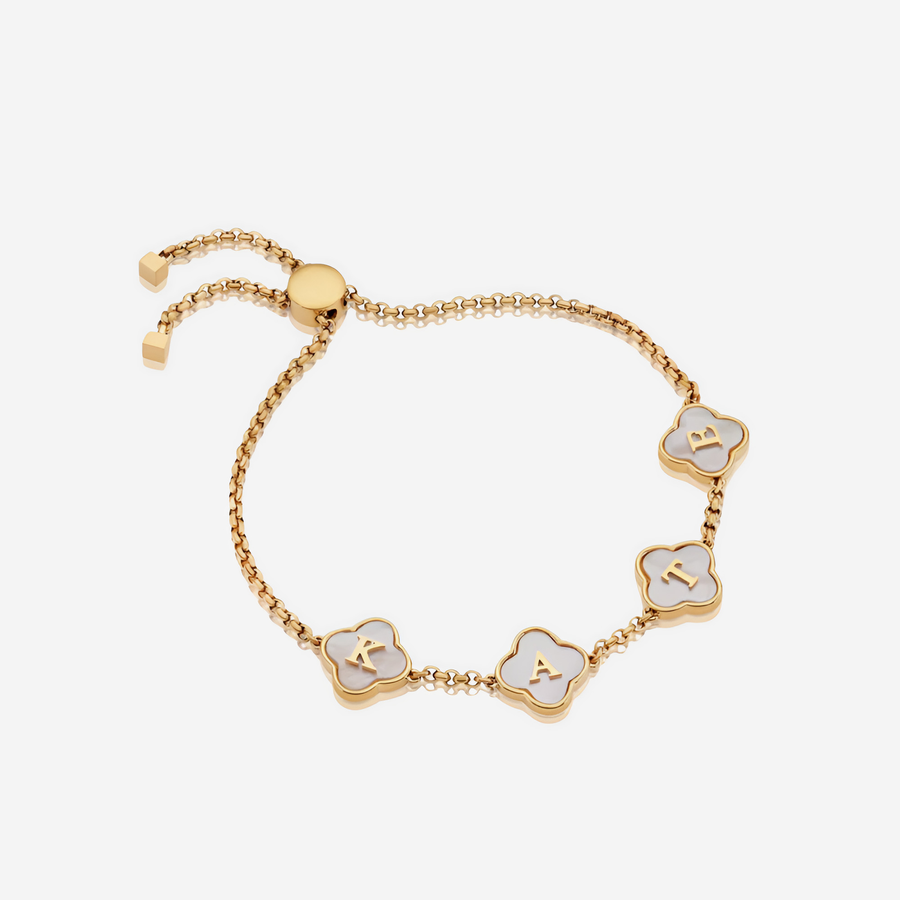 Gold Clover Custom Name Bracelet
