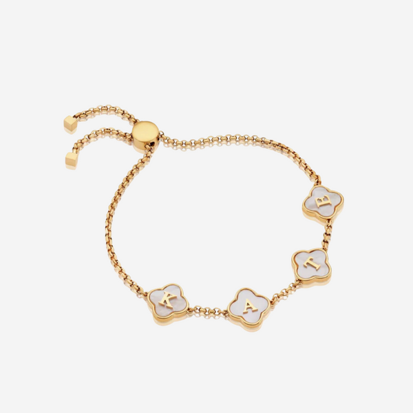 Gold Clover Custom Name Bracelet