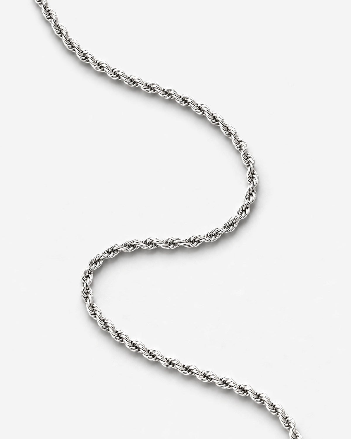 Rope Chain 3mm (Silver) laid flat, close up