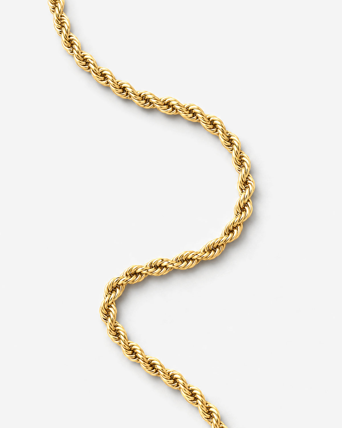 Rope Chain 5mm (Gold) laid flat, close up